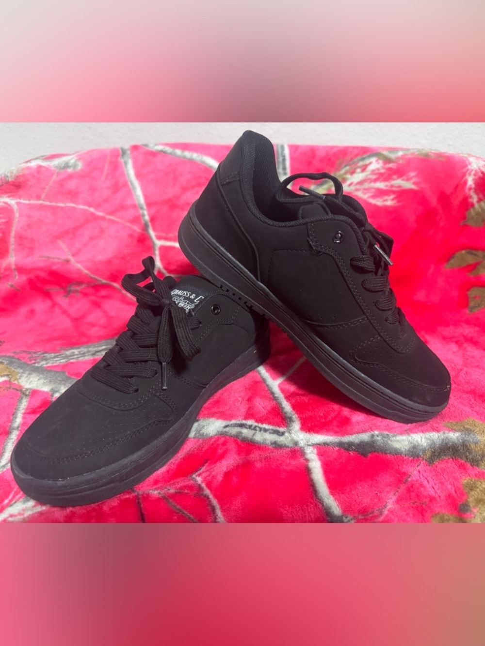 Kids All-Black Lace-Up Casual Sneakers
